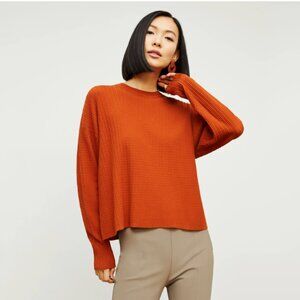 M.M.LaFleur Tyler Pullover in Geo Micro Knit Orange Canyon Long Sleeve